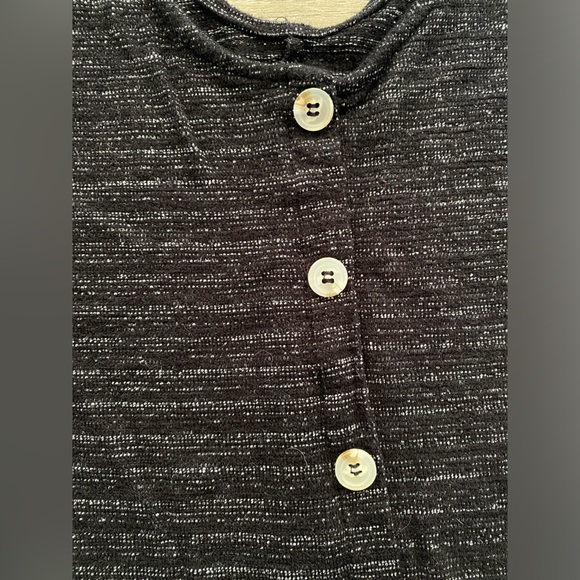 3/$15 Heather black mid length button casual dress w/ front slit - Picture 2 of 5